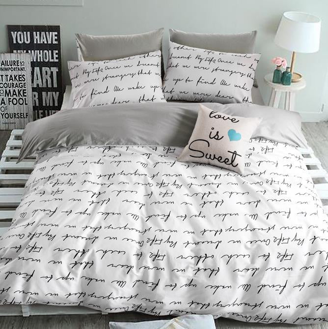 Top cotton Duvet covers set,Gray letters bedding set,Double single duvet covers Twin/Queen/King size,bedclothes #HM4514-Dollar Bargains Online Shopping Australia