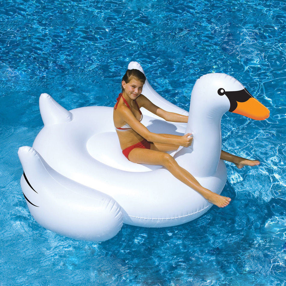 White Swan Summer Swimming Pool Lounge Float Inflatable Swan Giant Rideable Pool Water Lake Kid Toys-Dollar Bargains Online Shopping Australia