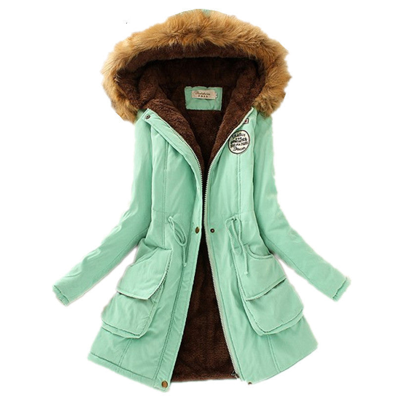 Thickening Warm Fur Collar Winter Coat Women Clothes Lamb Wool Jacket Hooded Parka Army Green Overcoat S-XXXL-Dollar Bargains Online Shopping Australia