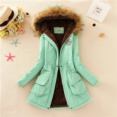 Thickening Warm Fur Collar Winter Coat Women Clothes Lamb Wool Jacket Hooded Parka Army Green Overcoat S-XXXL-Dollar Bargains Online Shopping Australia