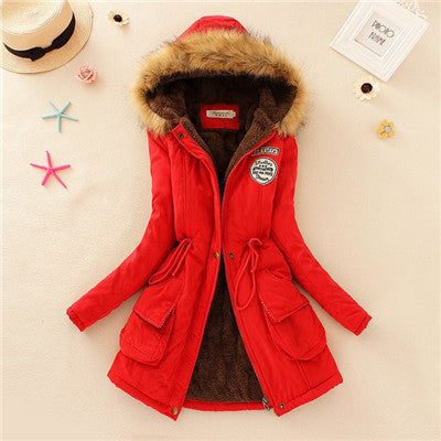 Thickening Warm Fur Collar Winter Coat Women Clothes Lamb Wool Jacket Hooded Parka Army Green Overcoat S-XXXL-Dollar Bargains Online Shopping Australia