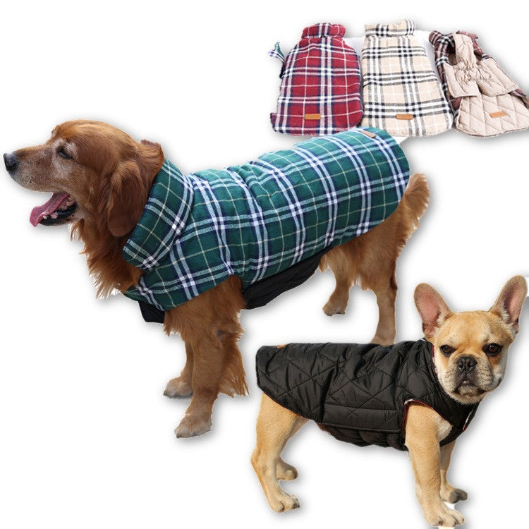Waterproof Reversible Dog Jacket Designer Warm Plaid Winter Dog Coats Pet Clothes Elastic Small to Large Dog Clothes Winter-Dollar Bargains Online Shopping Australia