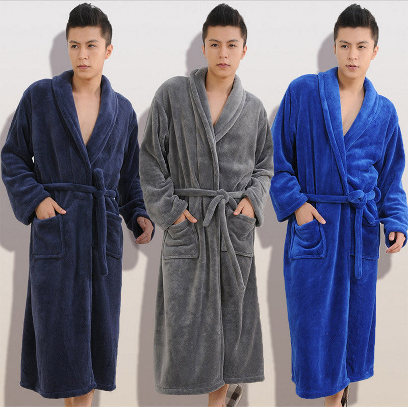 Winter Autumn thick flannel men's women's Bath Robes gentlemen's homewear male sleepwear lounges pajamas pyjamas-Dollar Bargains Online Shopping Australia
