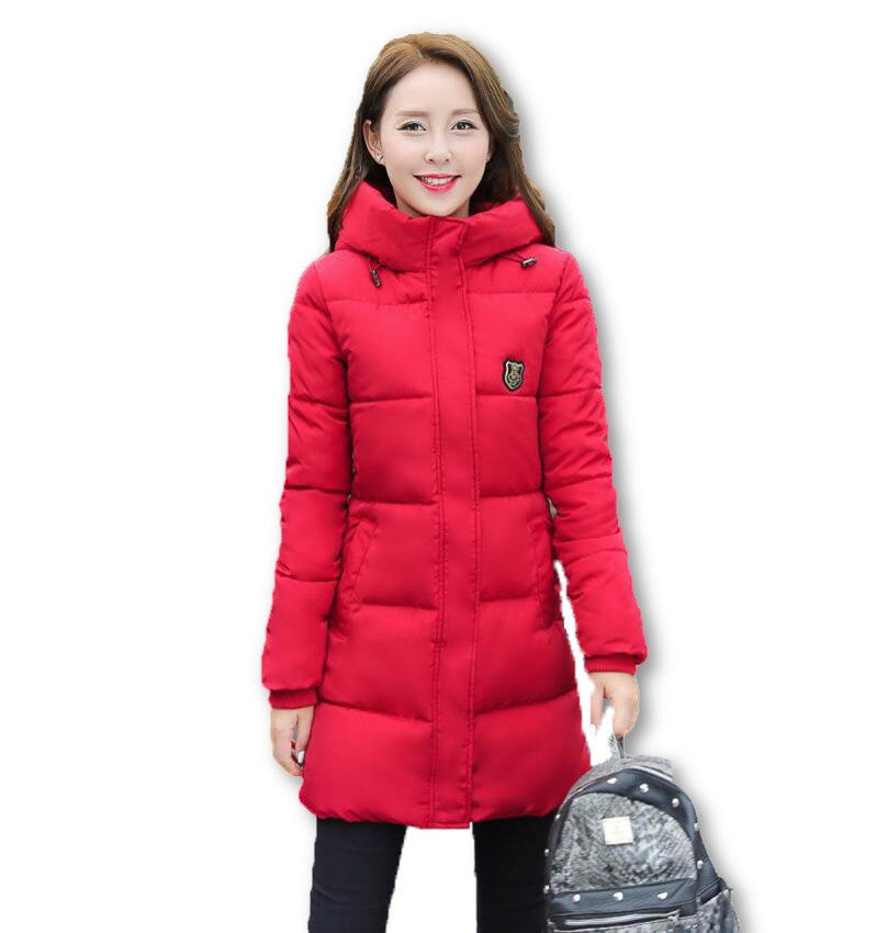 Fashion Long Winter Jacket Women Slim Female Coat Thicken Parka Down Cotton Clothing Red Clothing Hooded Student-Dollar Bargains Online Shopping Australia