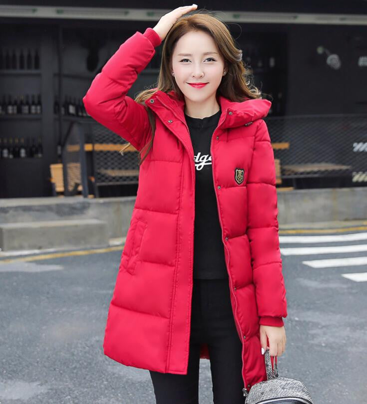 Fashion Long Winter Jacket Women Slim Female Coat Thicken Parka Down Cotton Clothing Red Clothing Hooded Student-Dollar Bargains Online Shopping Australia