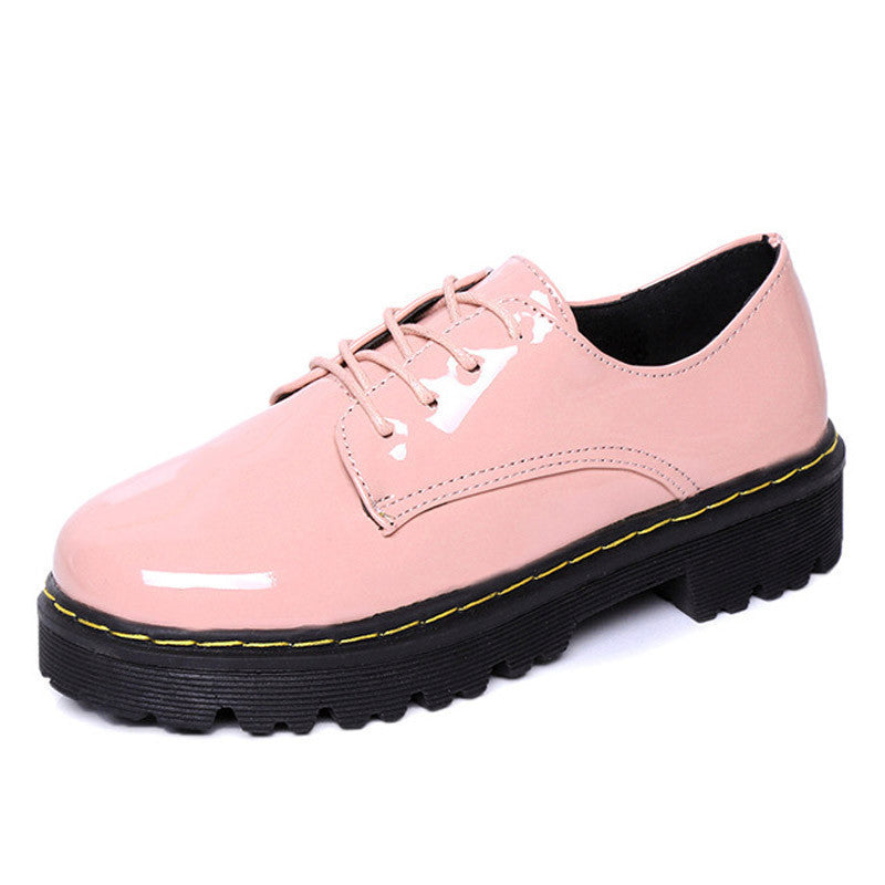 Pink Oxfords Shoes Woman Platform Creepers Patent Leather Flats Casual Lace-Up Loafers Women Brogue Shoes XWD3491-Dollar Bargains Online Shopping Australia