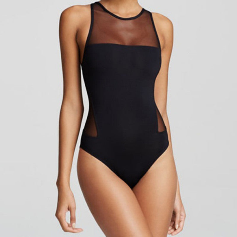 Women One Piece Mesh Bodysuits Lady Sexy Push Up Padded Balck Triangle Siamese Jumpsuits-Dollar Bargains Online Shopping Australia