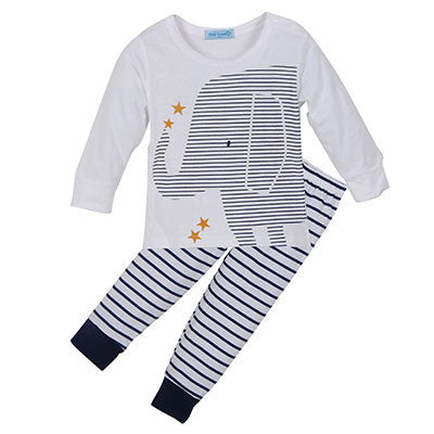 Clothing sets autumn baby boy clothes cotton baby clothing baby elephant Long sleeve Tops + Stripe Pants girl baby clothes-Dollar Bargains Online Shopping Australia