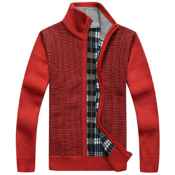 Men's Sweaters Winter Warm Thick Velvet Sweatercoat Zipper Collar Casual Cardigan Men Sweaters Pattern Knitwear Big Size 3XL 2XL-Dollar Bargains Online Shopping Australia