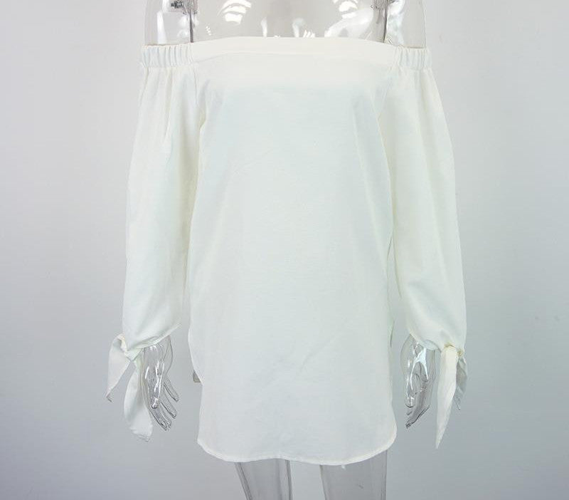 Elegant bow blue off shoulder female blouse shirt Sexy summer girls white blouse Women tops striped-Dollar Bargains Online Shopping Australia