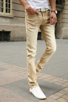Fashion Men's Casual Stretch Skinny Jeans Trousers Tight Pants Solid Colors-Dollar Bargains Online Shopping Australia