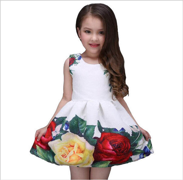 summer girls dress white designer brand children clothing rose flower princess wedding party Lace girl clothes-Dollar Bargains Online Shopping Australia