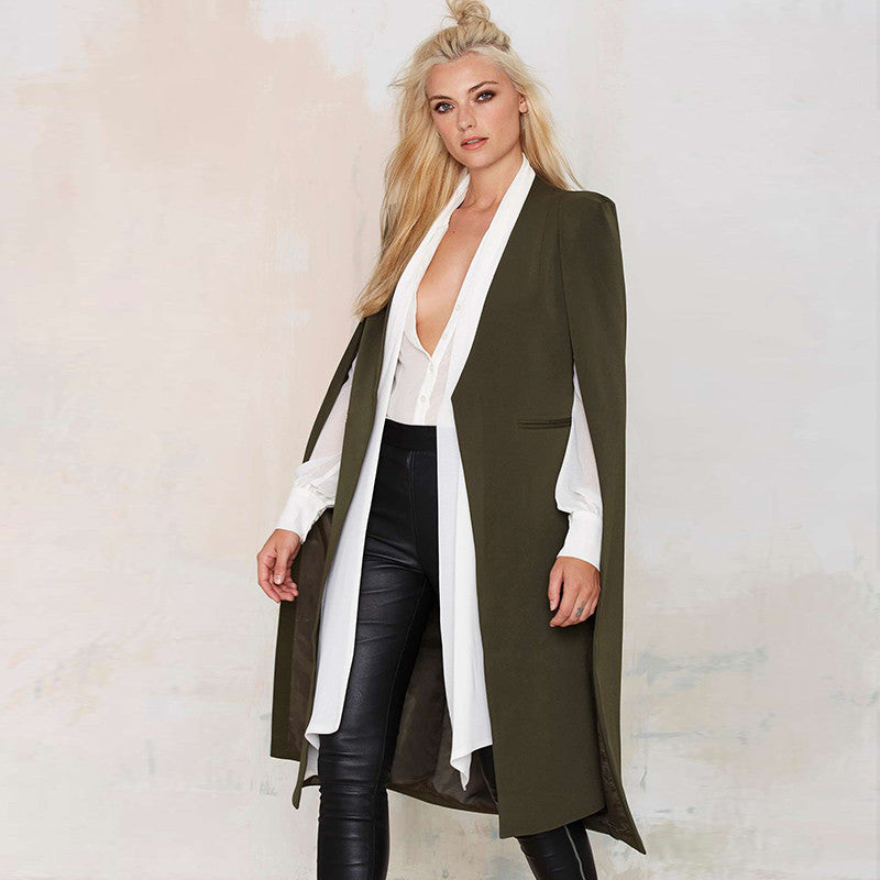 Autumn Fashion Women 3 Colors Open Stitch Cloak Trench Coats Outwears Poncho Coat-Dollar Bargains Online Shopping Australia