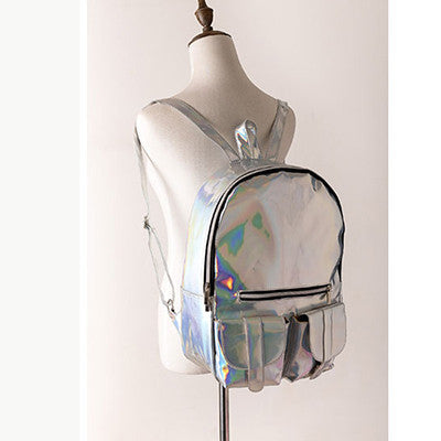 backpack Women Silver Hologram Laser Backpack men's Bag leather Holographic Backpack Multicolor-Dollar Bargains Online Shopping Australia