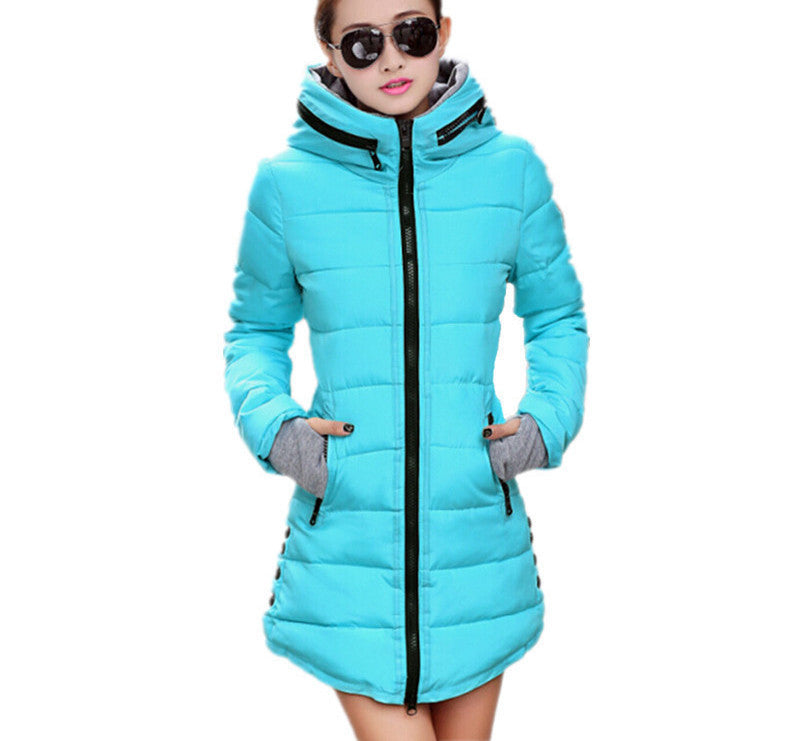 Women's Jacket Winter Medium-Long Down Cotton Parka Plus Size Coat Slim Ladies Casual Clothing TFR2-Dollar Bargains Online Shopping Australia