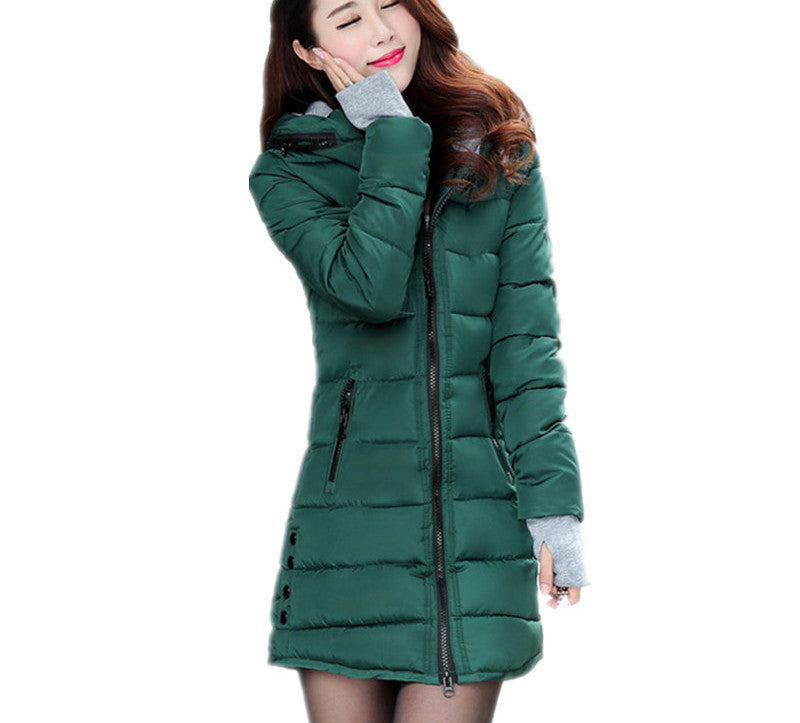 Women's Jacket Winter Medium-Long Down Cotton Parka Plus Size Coat Slim Ladies Casual Clothing TFR2-Dollar Bargains Online Shopping Australia