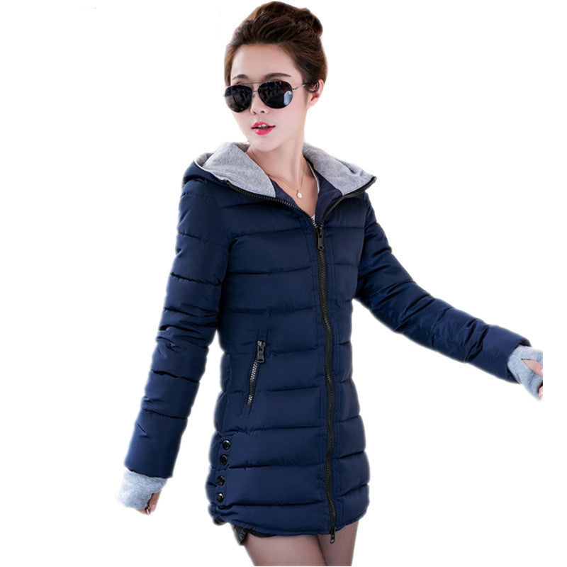 Women's Jacket Winter Medium-Long Down Cotton Parka Plus Size Coat Slim Ladies Casual Clothing TFR2-Dollar Bargains Online Shopping Australia
