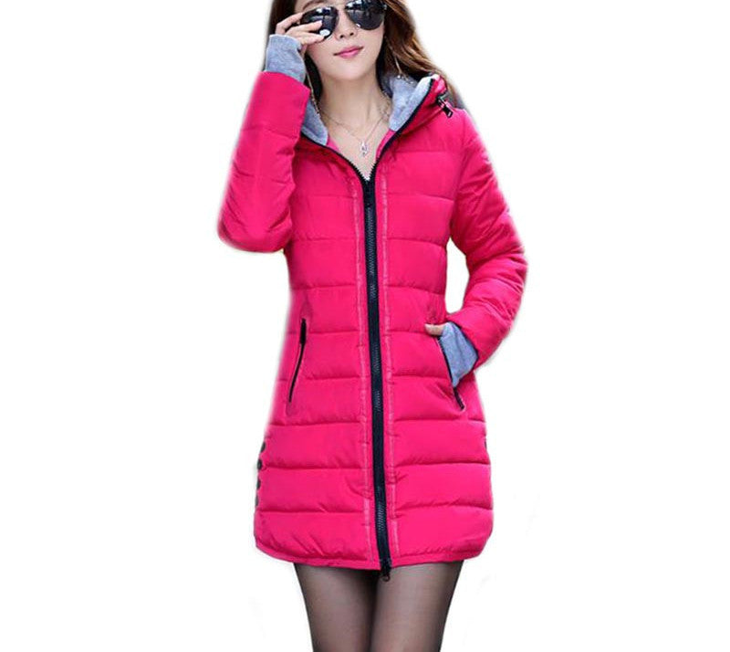 Women's Jacket Winter Medium-Long Down Cotton Parka Plus Size Coat Slim Ladies Casual Clothing TFR2-Dollar Bargains Online Shopping Australia