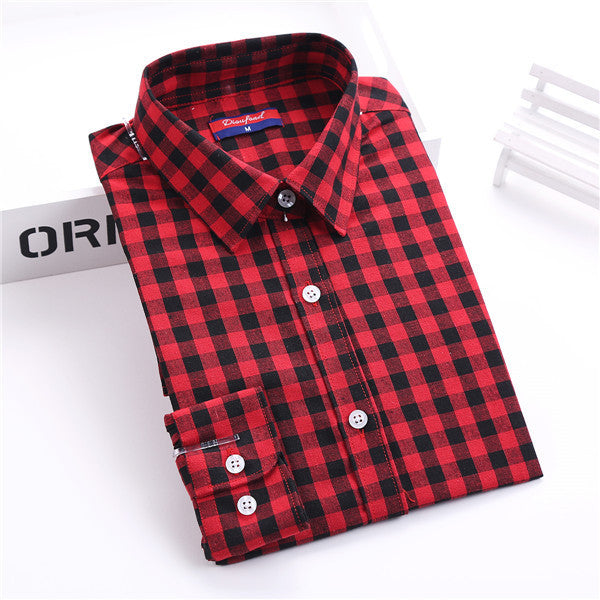 Autumn Plaid Shirt Women Blouses Long Sleeve Blouse Women Shirts Plaid Flannel Womens Tops Fashion-Dollar Bargains Online Shopping Australia