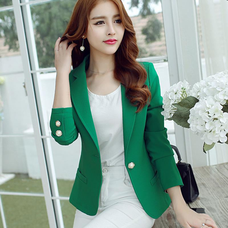 Long-Sleeved Slim Women Blazers And Jackets Small Women Suit Korean Version Slim (Green Yellow Black) Ladies Blazer Femme-Dollar Bargains Online Shopping Australia