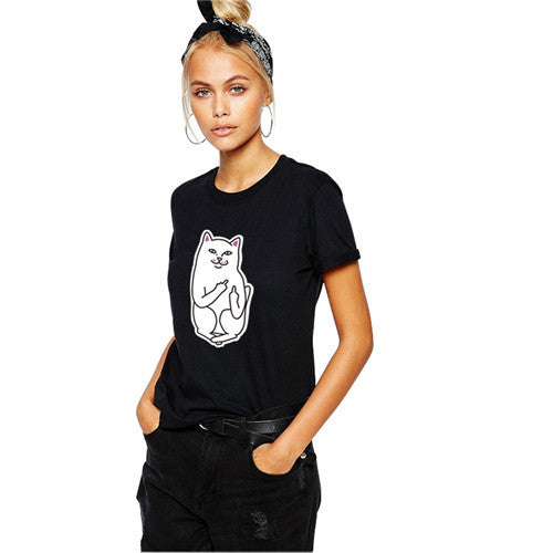 Summer Pocket Harajuku Cat Lovers Women Top Short-sleeve T shirt Sweet Style Black/White/Grey Plus Size-Dollar Bargains Online Shopping Australia