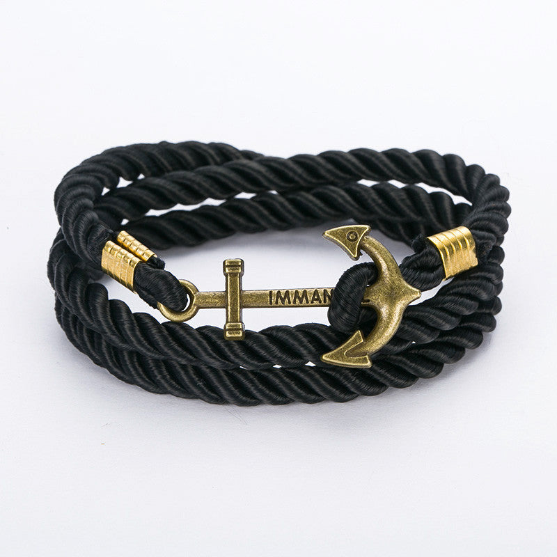 DIY Rope Black Blue Anchor Bracelet Fashion Women Men Hooks Bracelet Bangle Charm Bracelets Jewelry-Dollar Bargains Online Shopping Australia