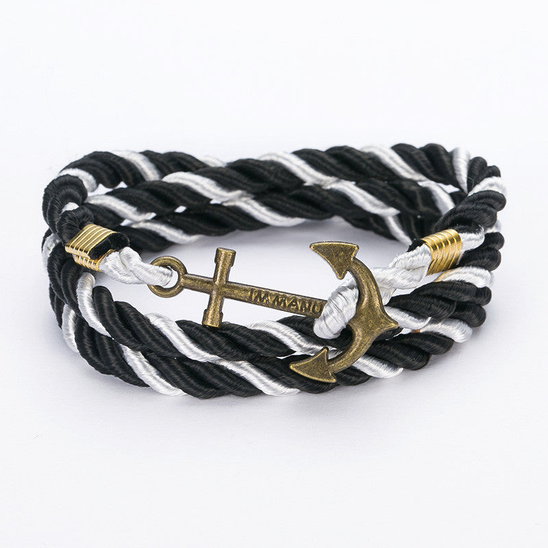 DIY Rope Black Blue Anchor Bracelet Fashion Women Men Hooks Bracelet Bangle Charm Bracelets Jewelry-Dollar Bargains Online Shopping Australia