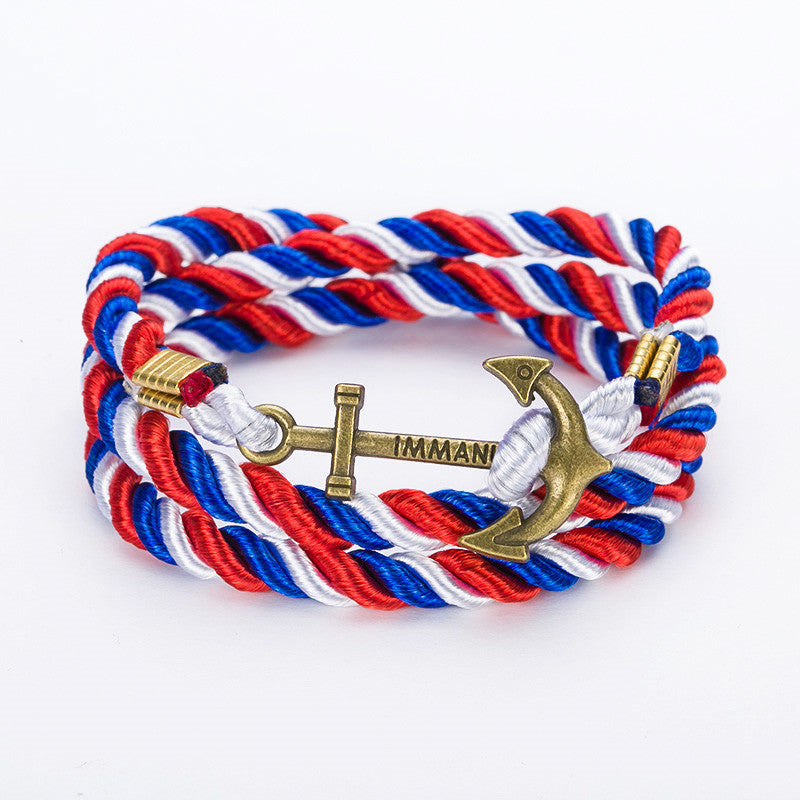 DIY Rope Black Blue Anchor Bracelet Fashion Women Men Hooks Bracelet Bangle Charm Bracelets Jewelry-Dollar Bargains Online Shopping Australia