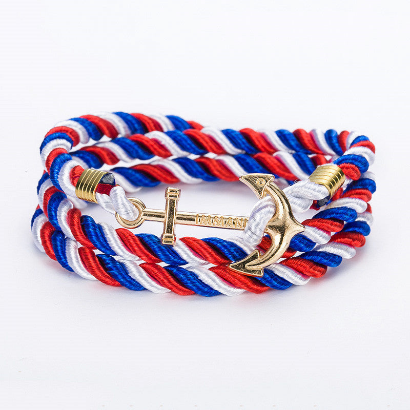 DIY Rope Black Blue Anchor Bracelet Fashion Women Men Hooks Bracelet Bangle Charm Bracelets Jewelry-Dollar Bargains Online Shopping Australia