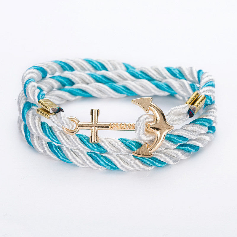 DIY Rope Black Blue Anchor Bracelet Fashion Women Men Hooks Bracelet Bangle Charm Bracelets Jewelry-Dollar Bargains Online Shopping Australia