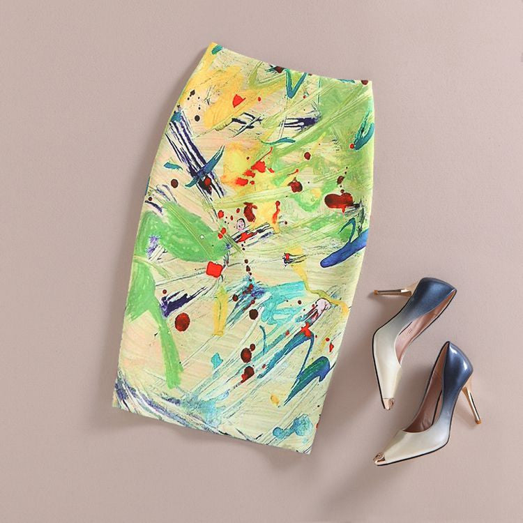 Fashion Women Print Office Skirt Spring Summer Knee-Length Pencil Back Split Skirts High Quality Faldas Saia Midi Femme-Dollar Bargains Online Shopping Australia