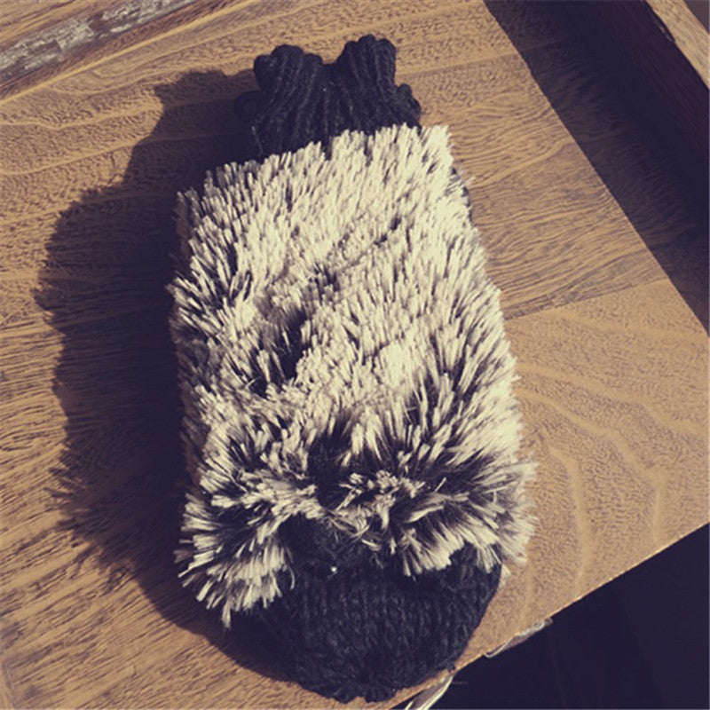 Hedgehog Gloves Women Winter Warmer Knitted Crochet Wrist Cartoon Fleece Heated Mittens Erinaceus Outdoor Gifts S1559-Dollar Bargains Online Shopping Australia
