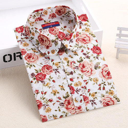 Women Blouses Turn Down Collar Floral Blouse Long Sleeve Shirt Women Camisas Femininas Women Tops And Blouses Fashion-Dollar Bargains Online Shopping Australia