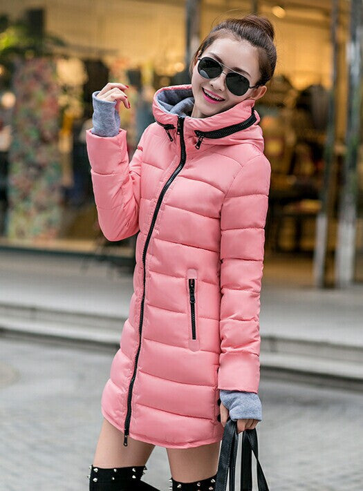 Women's Jacket Winter Medium-Long Down Cotton Parka Plus Size Coat Slim Ladies Casual Clothing-Dollar Bargains Online Shopping Australia