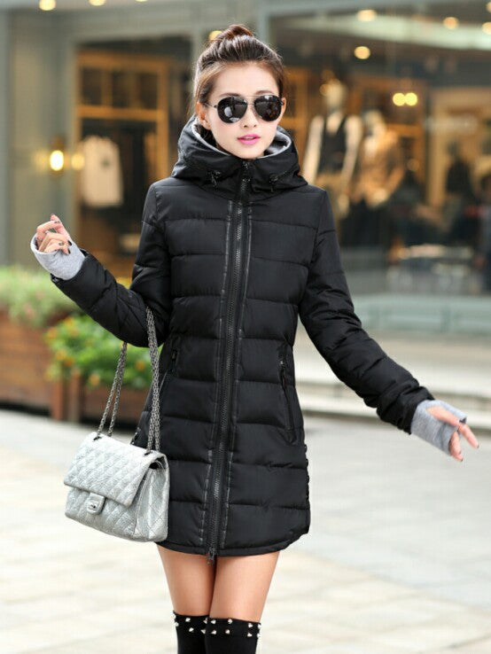 Women's Jacket Winter Medium-Long Down Cotton Parka Plus Size Coat Slim Ladies Casual Clothing-Dollar Bargains Online Shopping Australia