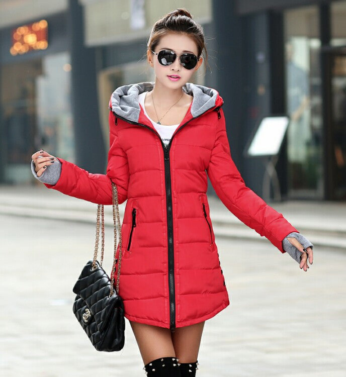 Women's Jacket Winter Medium-Long Down Cotton Parka Plus Size Coat Slim Ladies Casual Clothing-Dollar Bargains Online Shopping Australia