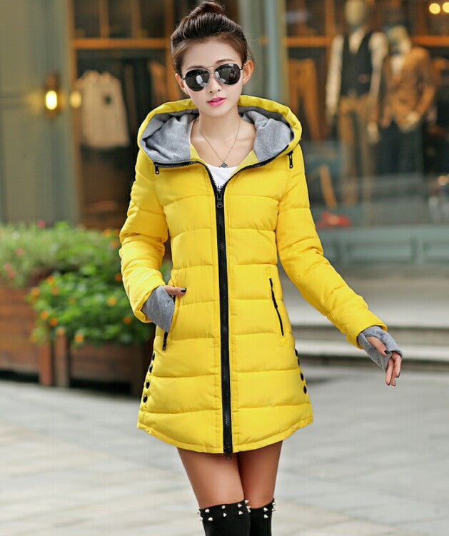 Women's Jacket Winter Medium-Long Down Cotton Parka Plus Size Coat Slim Ladies Casual Clothing-Dollar Bargains Online Shopping Australia
