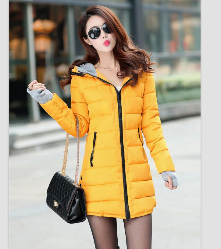 Women's Jacket Winter Medium-Long Down Cotton Parka Plus Size Coat Slim Ladies Casual Clothing-Dollar Bargains Online Shopping Australia