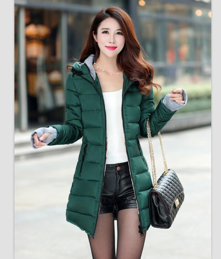 Women's Jacket Winter Medium-Long Down Cotton Parka Plus Size Coat Slim Ladies Casual Clothing-Dollar Bargains Online Shopping Australia