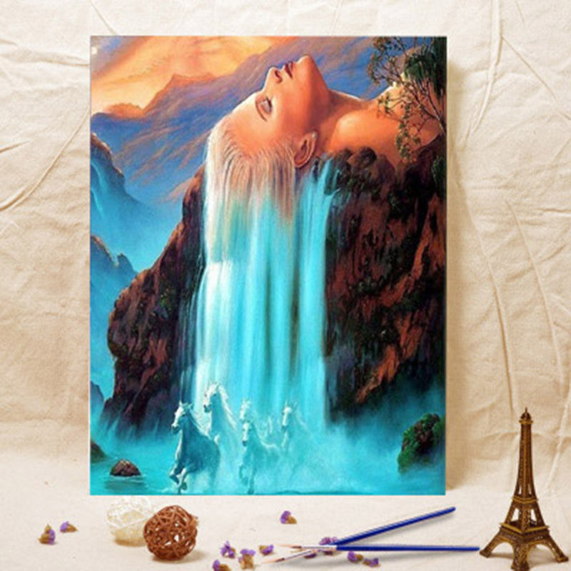 Frameless Wall art home decor Pictures Painting On Canvas White hair waterfall DIY Digital Oil painting by numbers-Dollar Bargains Online Shopping Australia
