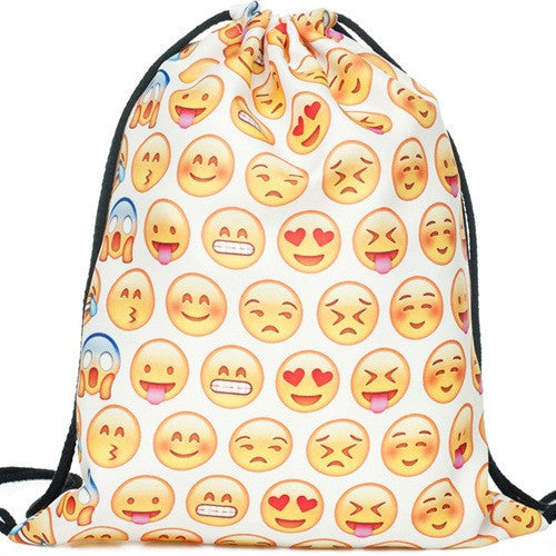 Women Emoji Backpack 3D printing travel softback women mochila drawstring bag mens backpacks-Dollar Bargains Online Shopping Australia