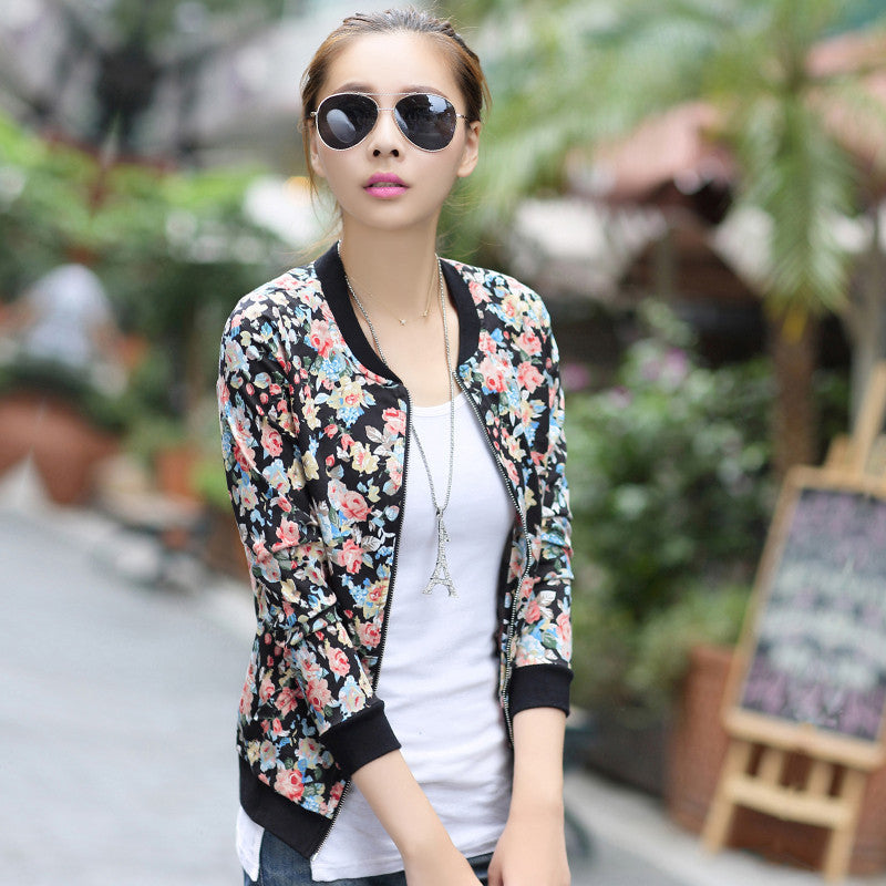 Floral Jacket No Lining Baseball Uniform Women Ditsy Print Cardigan Outwear-Dollar Bargains Online Shopping Australia