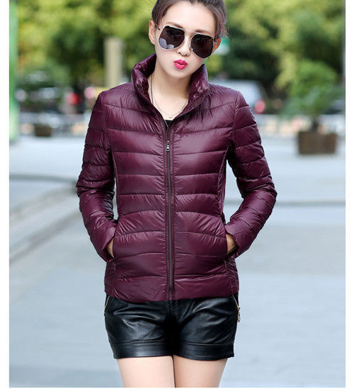 Women Ultra Light Down Jacket Winter Duck Down Jackets Women Slim Thin Long Sleeve Parka Zipper Coats Pockets Solid-Dollar Bargains Online Shopping Australia