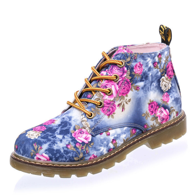 Women Boots Floral Printed Martin Boots Soft Sole Ankle Boots for Women Lace up Platform Shoes Woman XWN0476-5-Dollar Bargains Online Shopping Australia