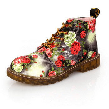 Women Boots Floral Printed Martin Boots Soft Sole Ankle Boots for Women Lace up Platform Shoes Woman XWN0476-5-Dollar Bargains Online Shopping Australia