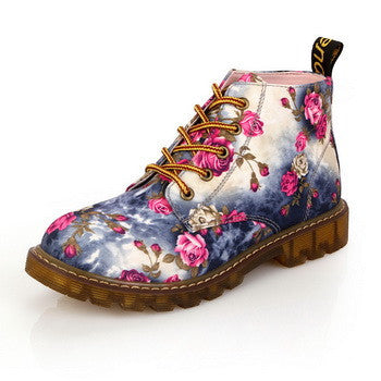 Women Boots Floral Printed Martin Boots Soft Sole Ankle Boots for Women Lace up Platform Shoes Woman XWN0476-5-Dollar Bargains Online Shopping Australia