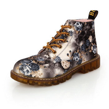Women Boots Floral Printed Martin Boots Soft Sole Ankle Boots for Women Lace up Platform Shoes Woman XWN0476-5-Dollar Bargains Online Shopping Australia