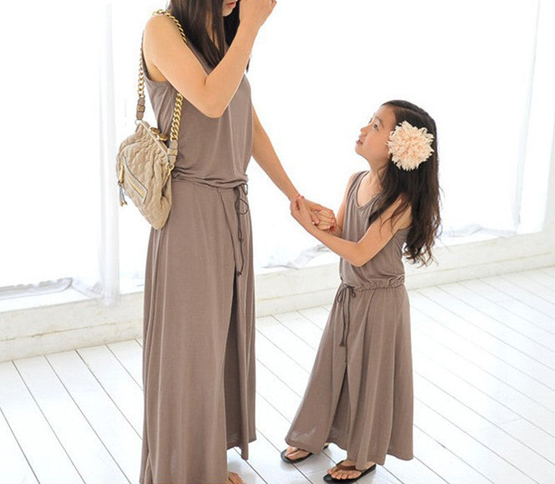 Summer Mom and Daughter Dress Matching Family Clothing Girls and Mom Dress Sleeveless Beach Dress-Dollar Bargains Online Shopping Australia