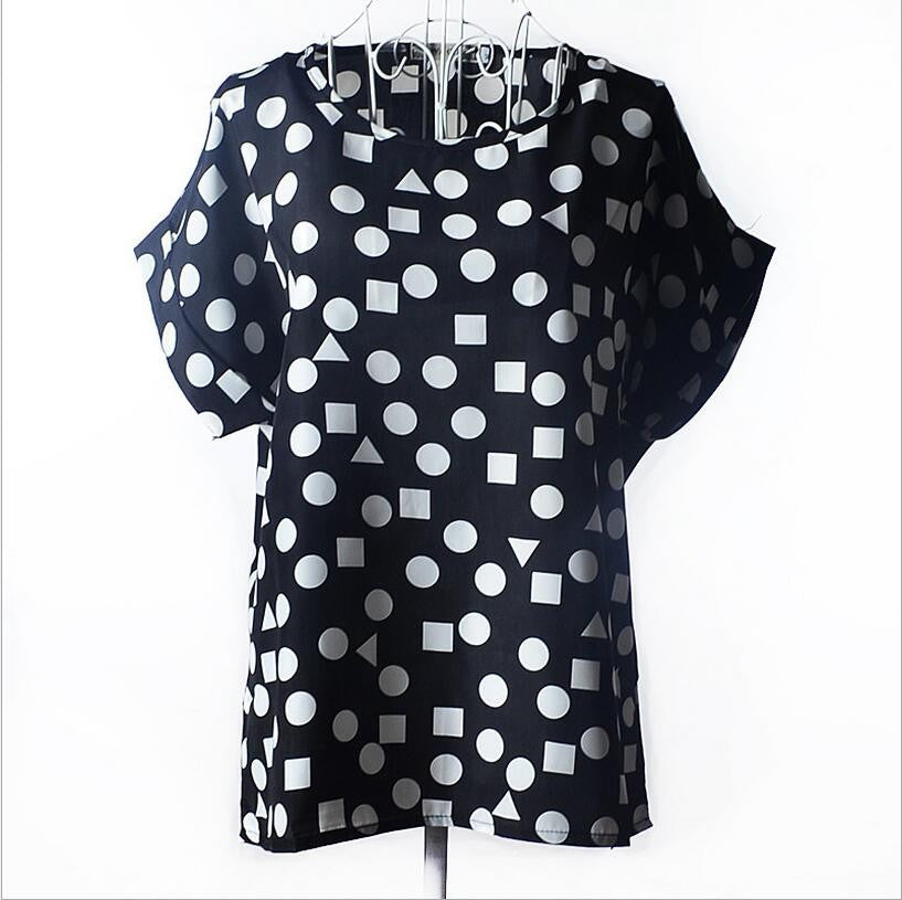 Shirt Women Blouses Kimono Chiffon Blouse Plus Size Summer Loose Colorful Print Casual Short Sleeve Blusa Feminina Stripe-Dollar Bargains Online Shopping Australia