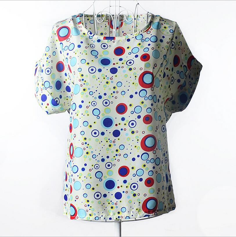Shirt Women Blouses Kimono Chiffon Blouse Plus Size Summer Loose Colorful Print Casual Short Sleeve Blusa Feminina Stripe-Dollar Bargains Online Shopping Australia